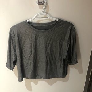 Lululemon Soul Cycle crop workout top in silver, size 6